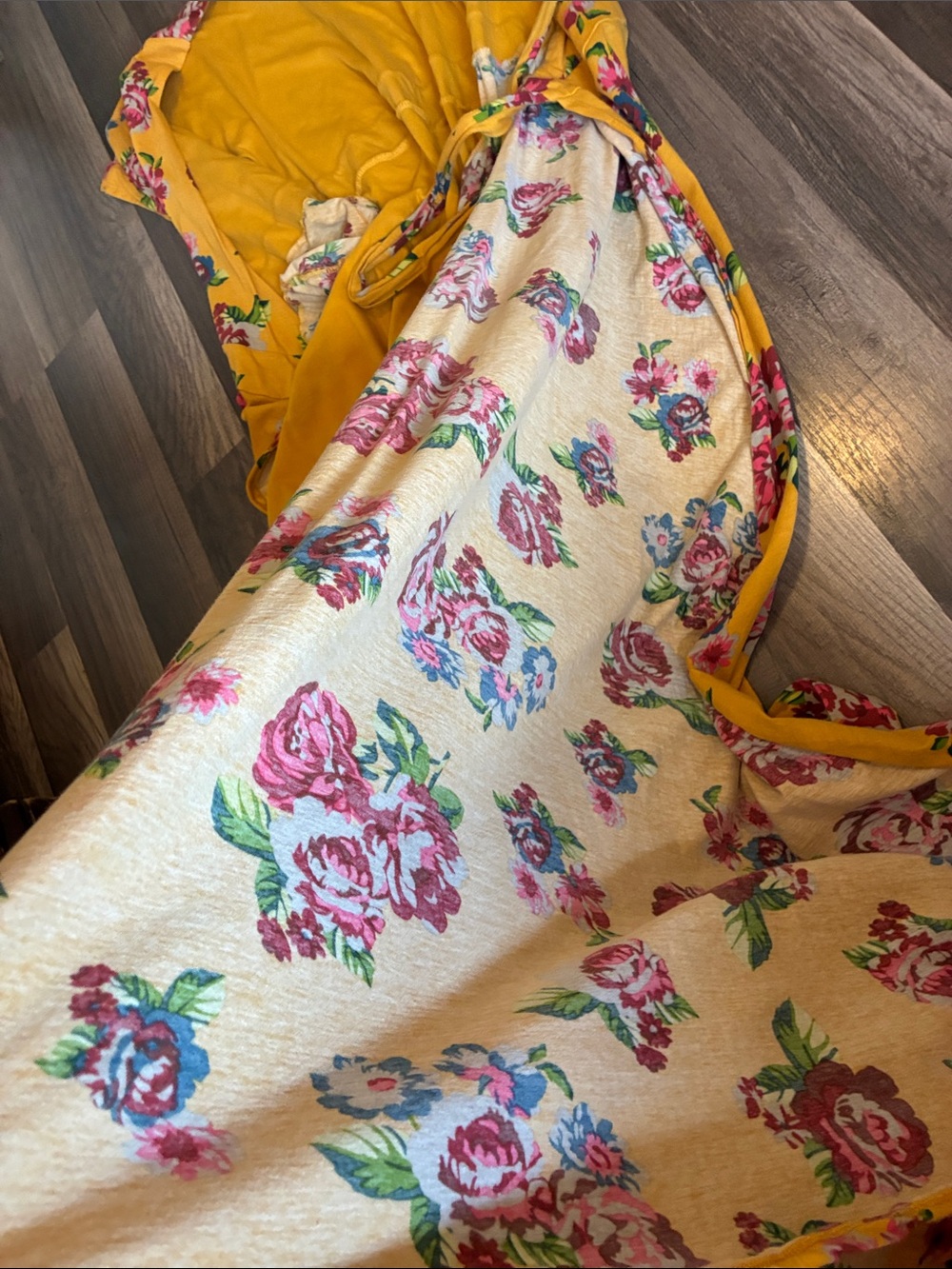 Matilda Jane 100% Cotton Mustard Yellow Floral Print Wrap Maxi Dress- Size S/M - Picture 9 of 11